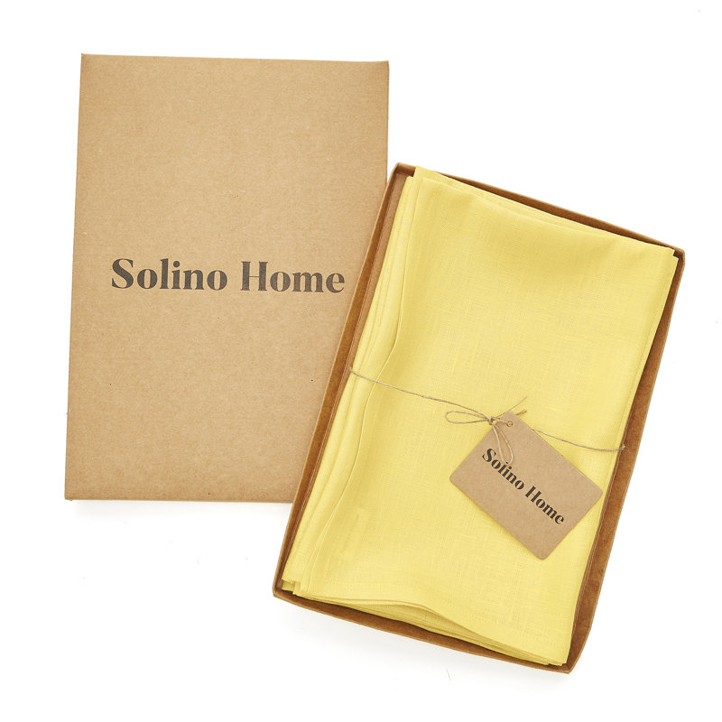 100% Pure Linen Dinner Napkins - Fete, Sunshine Yellow