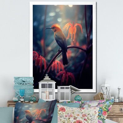 Oiseau jaune sur une fleur de cerisier V sur toile