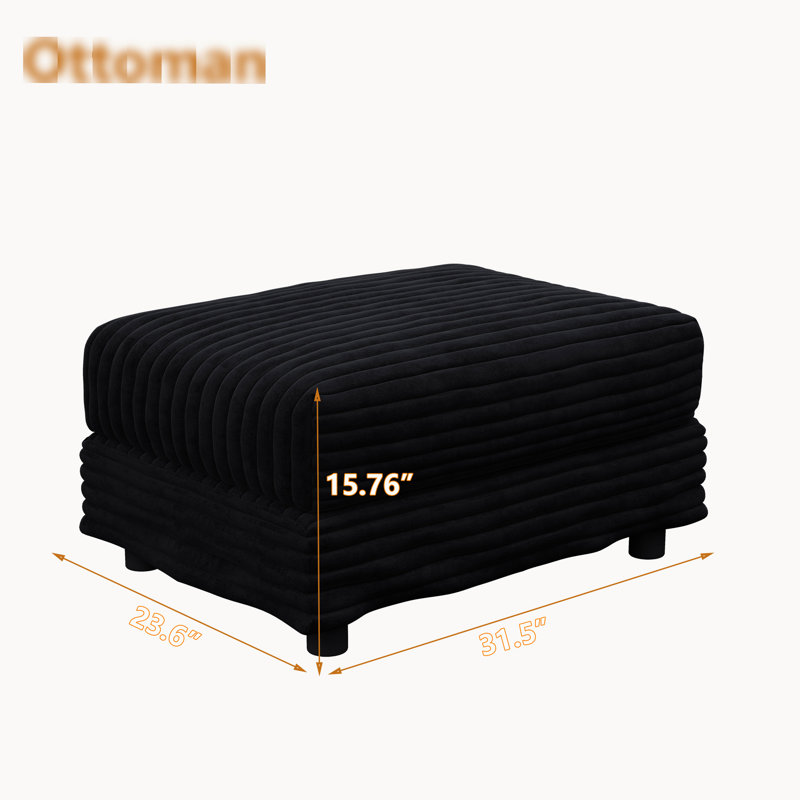 Black Corduroy For Living Rooms, Apartments, Offices - Combine With 2, 3, 4 Seater Sofas, Multi Functional, Comfortable & , Easy To Assemble Functional Different Spaces, Various Comfortable, Quick