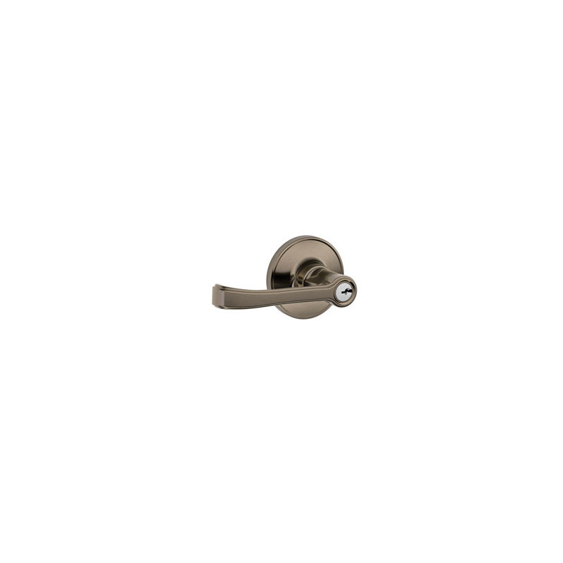 J Series Door Lever with Rosette, Antique Nickel, Keyed (Entry)