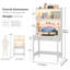 Bureau d'ordinateur moderne avec huche, éclairage à DEL tricolore et organisateur de panneau perforé - Bureau d'étude avec tiroir et tablettes de rangement-1970880928