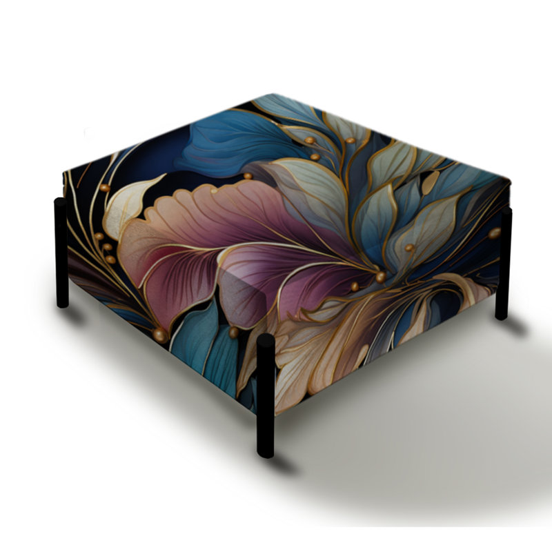 Spiral Flower Elegance Boho Pattern - Boho Large Square Ottoman