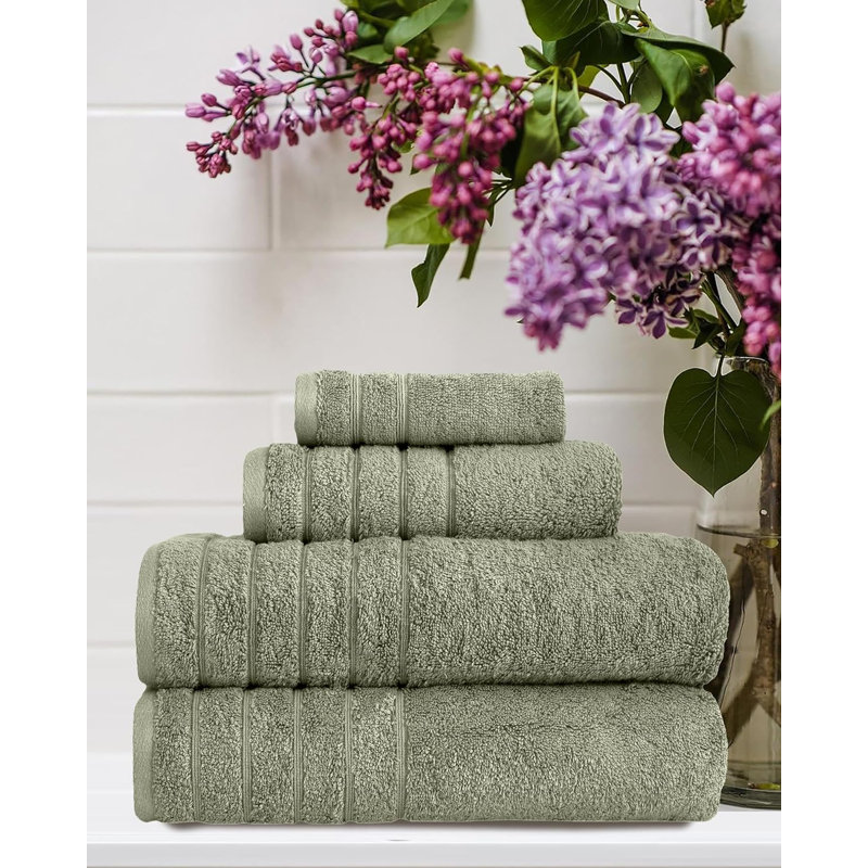 Ensemble de serviettes 100% coton turc Shantae - pièce, moelleux, léger et très absorbant - ensemble de 4, Vert