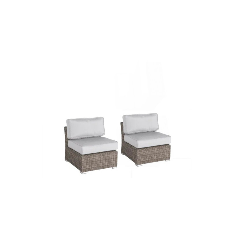 Minnesota Wicker Sectional Armless Seats - Grey  PK2, Gray Mix