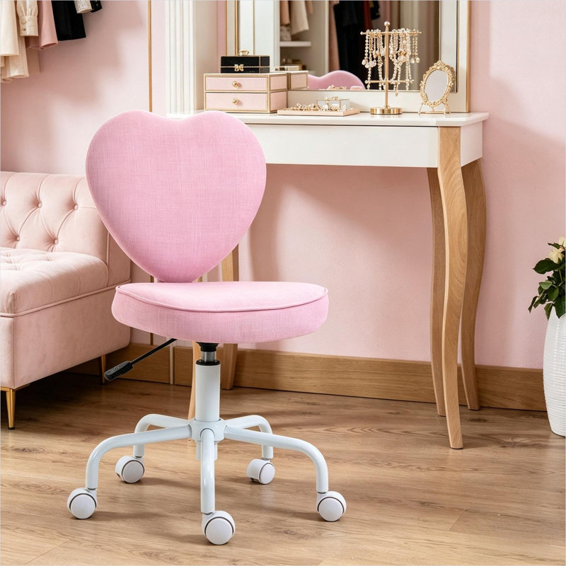 Mobilier de bureau de chambre à coucher avec siège pivotant et rose, conception réglable, poids de 7,6 kg