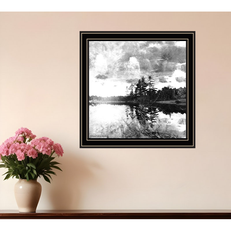 «Lakeside Pines», reproduction d'art encadrée noire