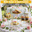 Ensemble de 4 présentoirs à gâteau hexagonaux dorés, présentoirs à dessert en métal pour table de mariage et de fête