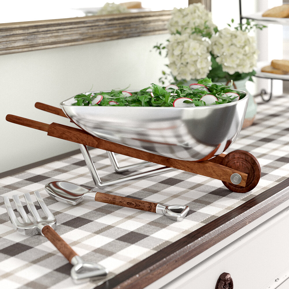 Godinger Wheelbarrow Salad Bowl & Servers