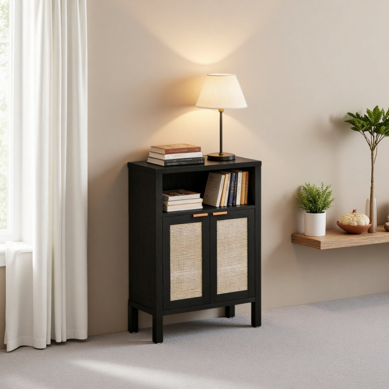 Coffee Bar Cabinet,Buffet Cabinet With Storage,Nordic Style Cabinet,With Adjustable Shelf, Distressed Black