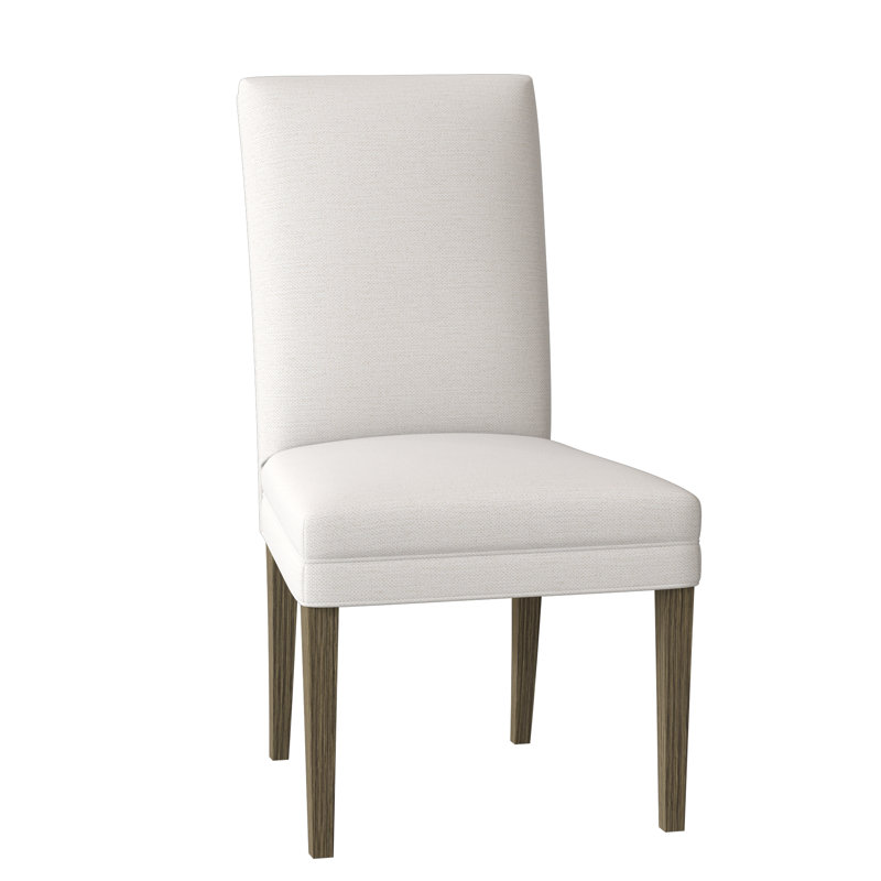 Chaise parsons rembourrée à dossier solide, Espresso, Tissu performance ivoire neige