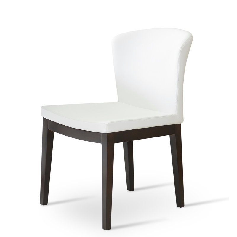 Chaise d'appoint Capri, Similicuir blanc, Wengé