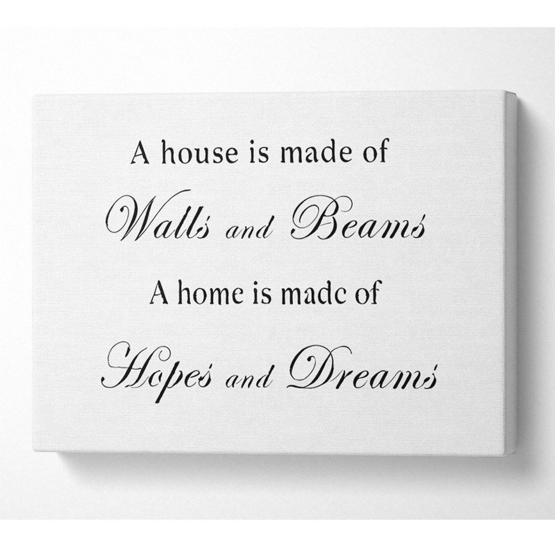 Home Quote Walls N Beams Hopes N Dreams White - Wrapped Canvas Typography