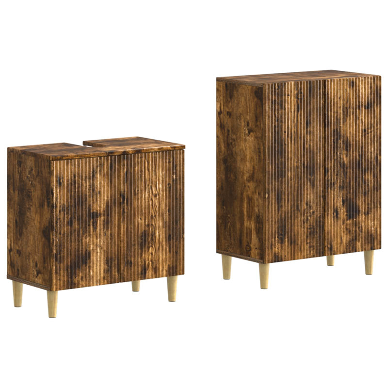 Bathroom Storage Furniture Set, Smoked Oak