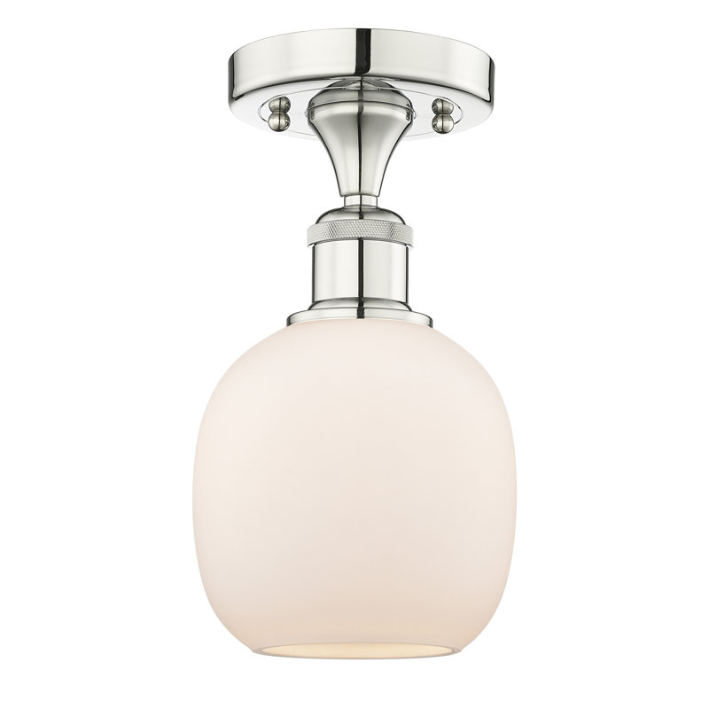 Plafonnier semi-encastré en verre Magréb, Blanc mat, Nickel poli