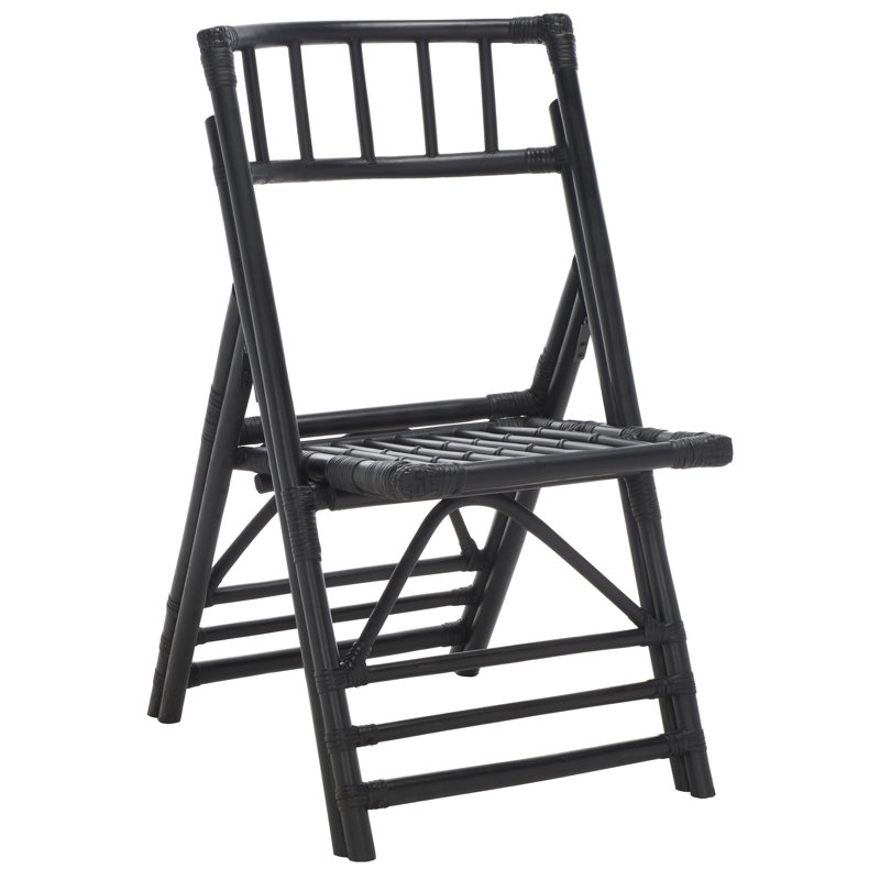 Chaise d'appoint pliante en rotin Agneda, Noir