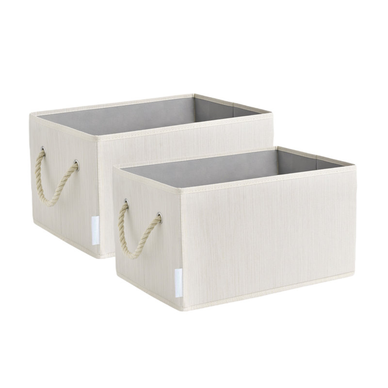 Boîte de rangement pliable pour l'organisation, paquet de 2, H 8,27 po x l 14,76 po x P 10,24 po, Ivoire ivoire