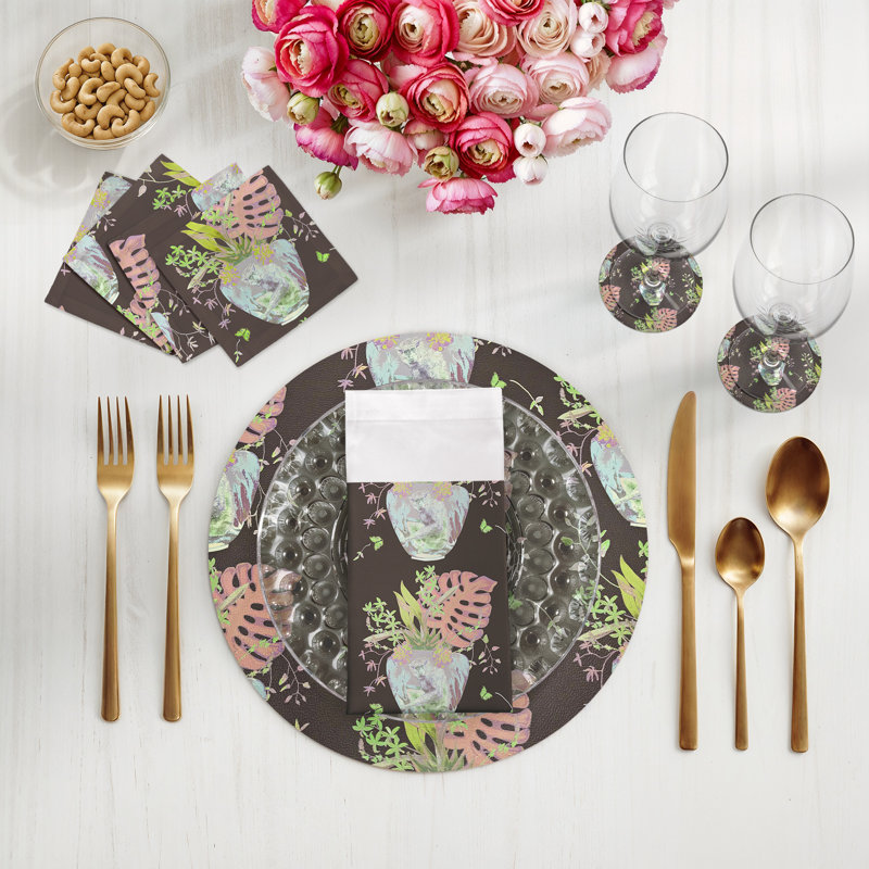 Monkey Small Jungle Pebble 16" Vinyl Placemat, Chocolate