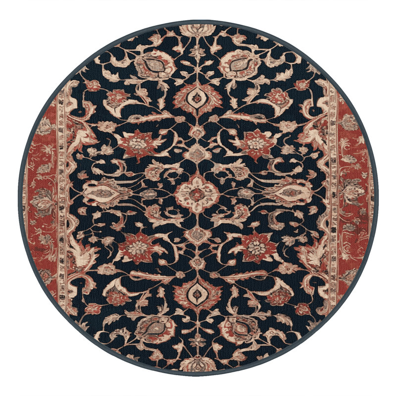 Tapis brun lavable à la machine, Rond 3 pi