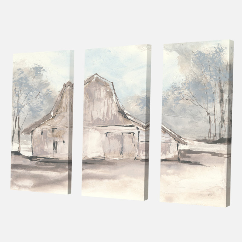 « campagne grange gray vi », reproduction d’image multi-pièces sur toile, H 28 po x l 36 po x P 1 po