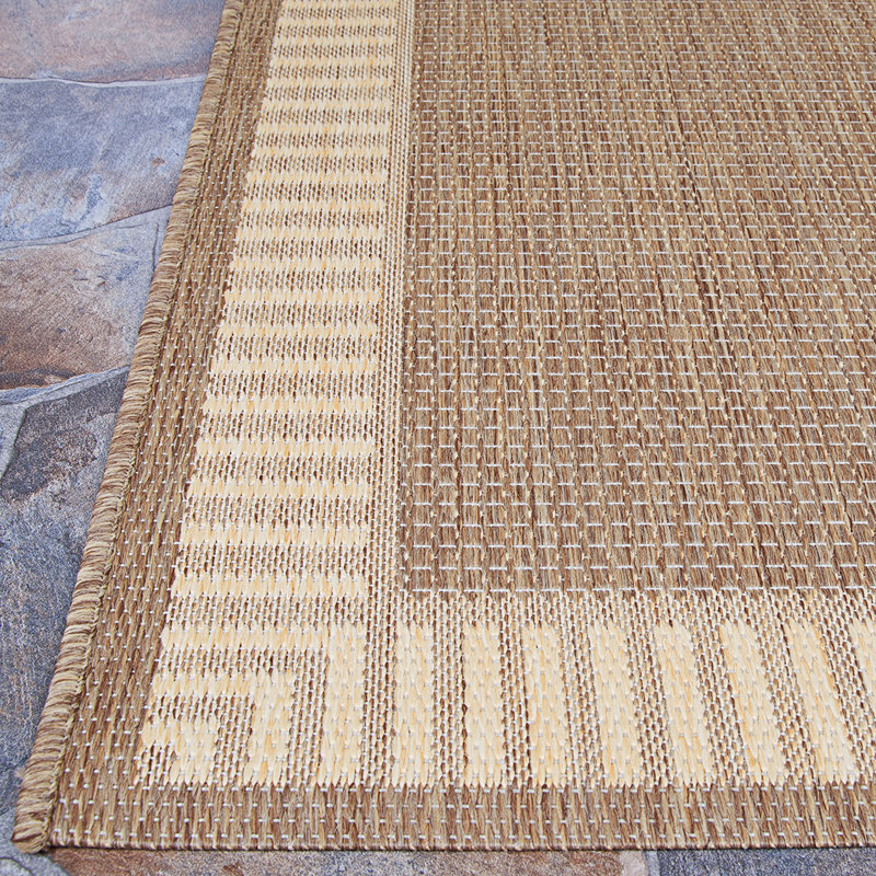 Tapis d'intérieur / extérieur brun cacao / naturel tissé à plat Sania, Tapis de couloir 2 pi 3 po x 7 pi 10 po