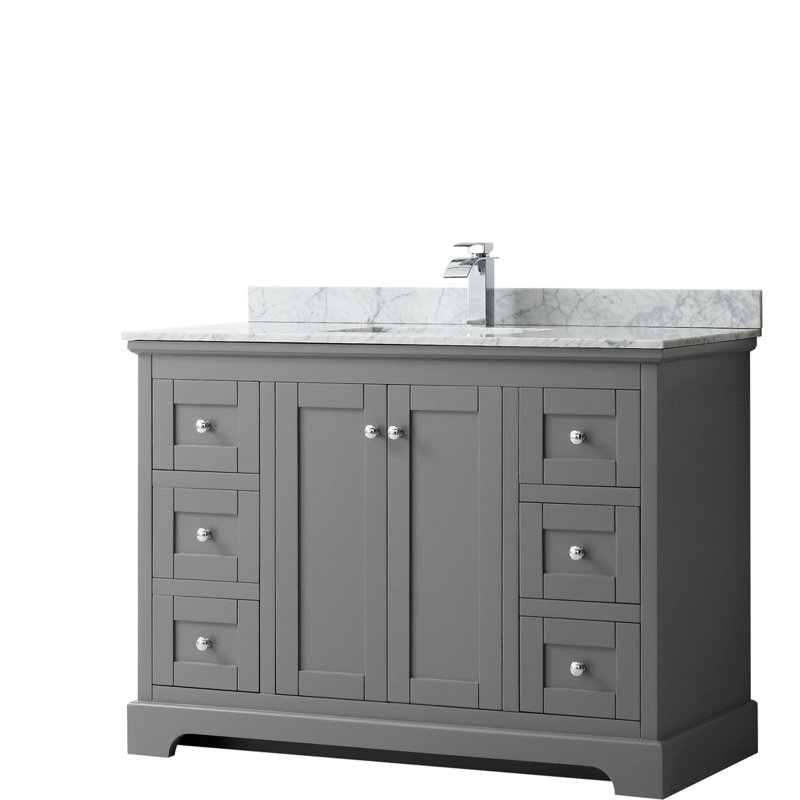 Ensemble de meuble-lavabo simple 48 po Avery, Gris foncé, Chrome poli