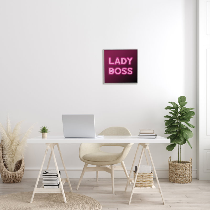 Neon Lady Boss, L 17 po x H 17 po, Estampe numérique Farmhouse