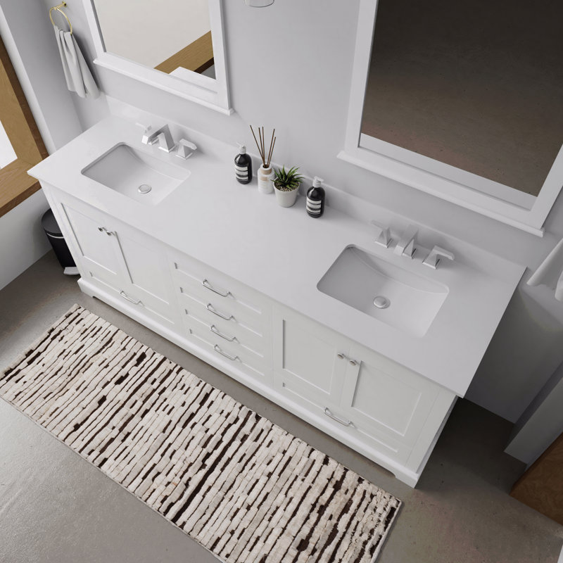 Meuble-lavabo double 80 po x P 22 po, Blanc