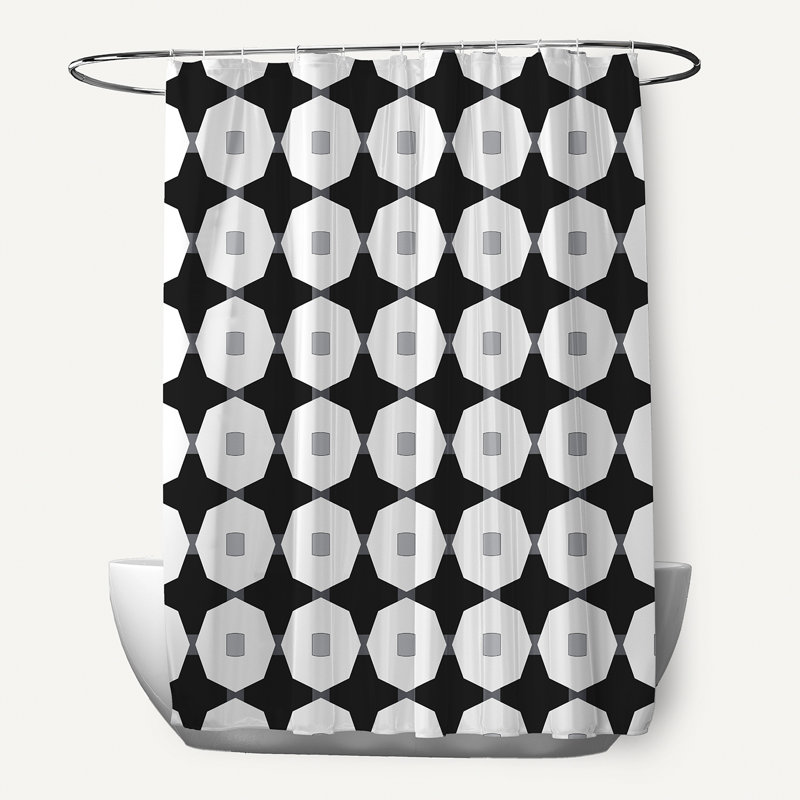 Ayasha Geometric Shower Curtain, Black