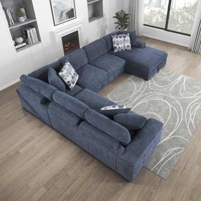 Odesser 4-Piece Chenille Sectional Sofa Sleeper with Chaise by Latitude Run
