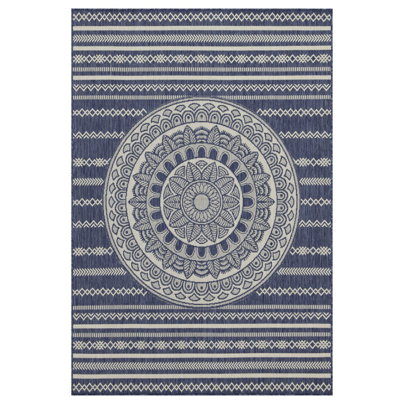 Tapis bleu intérieur / extérieur Sunshine, Tapis de couloir 2 pi 7 po x 7 pi 3 po
