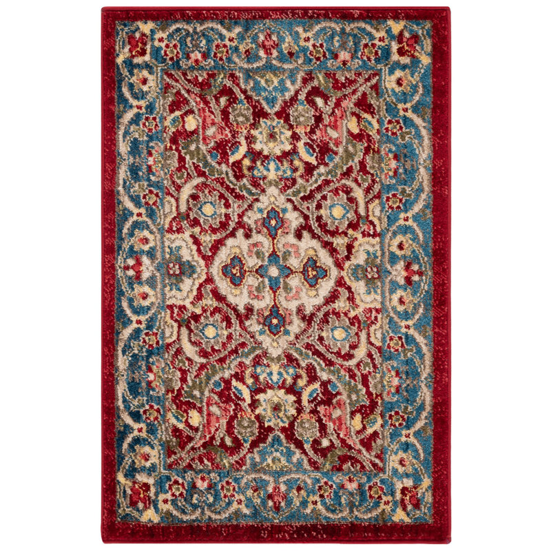Bisen Performance Oriental Rug, Rectangle 10' x 14', Red/Blue