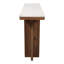 Console rectangulaire en marbre et en bois de manguier Adonia pour hall d'entrée - Canapé moderne étroit avec plateau en marbre pour vestibule et couloir - 52 po, blanc et brun-501793199