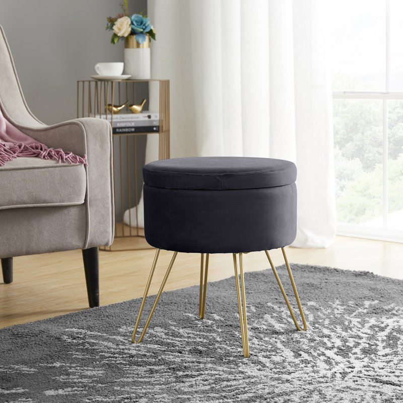 Wolfeboro Velvet Ottoman, Gray