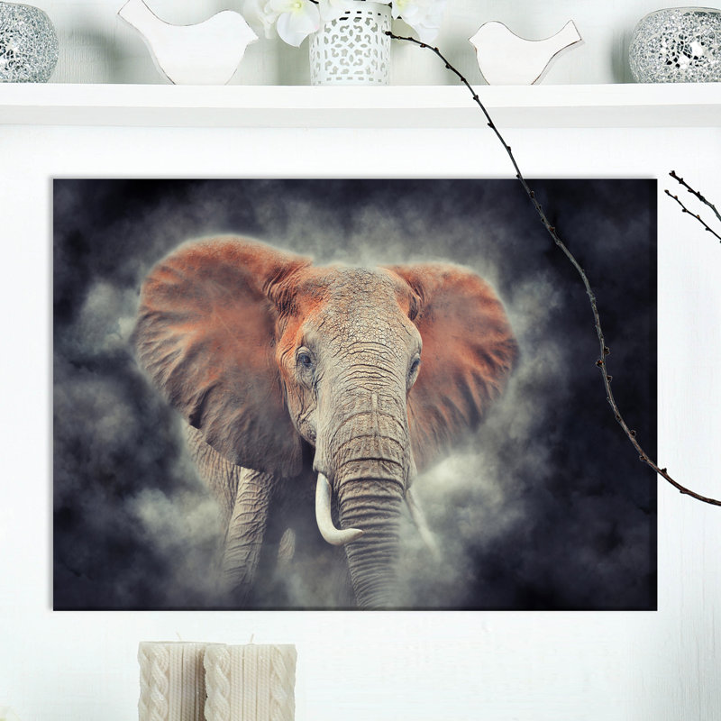 Reproduction d'art graphique sur toile tendue «Elephant Closup in Smoke», H 20 po x l 20 po x P 1 po