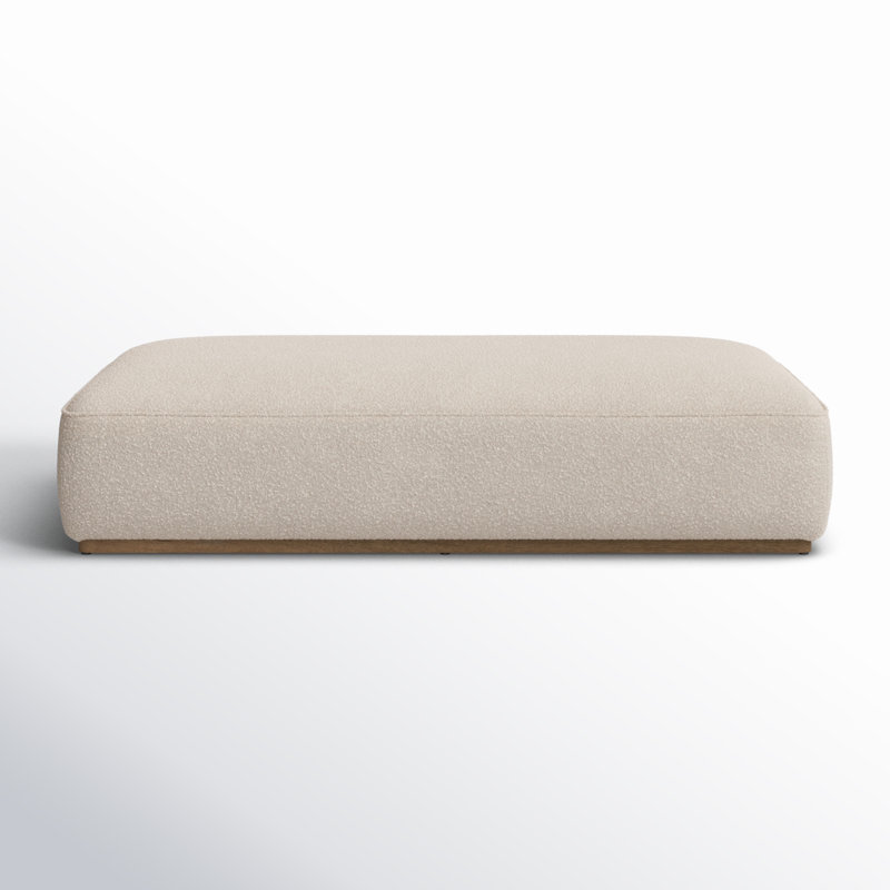 Knoll Natural Boucle Upholstered Rectangle Ottoman