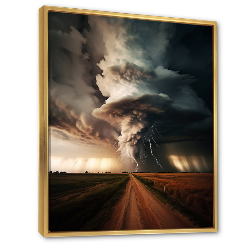 Toile abstraite, impression de vortex majestueux - Santio tempête majestueux vortex, Cadre flottant doré
