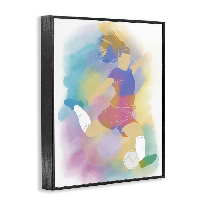 Giclée encadrée de soccer coloré, design par Marcus Prime, H 20 po x l 16 po, Giclée encadrée noir minuit