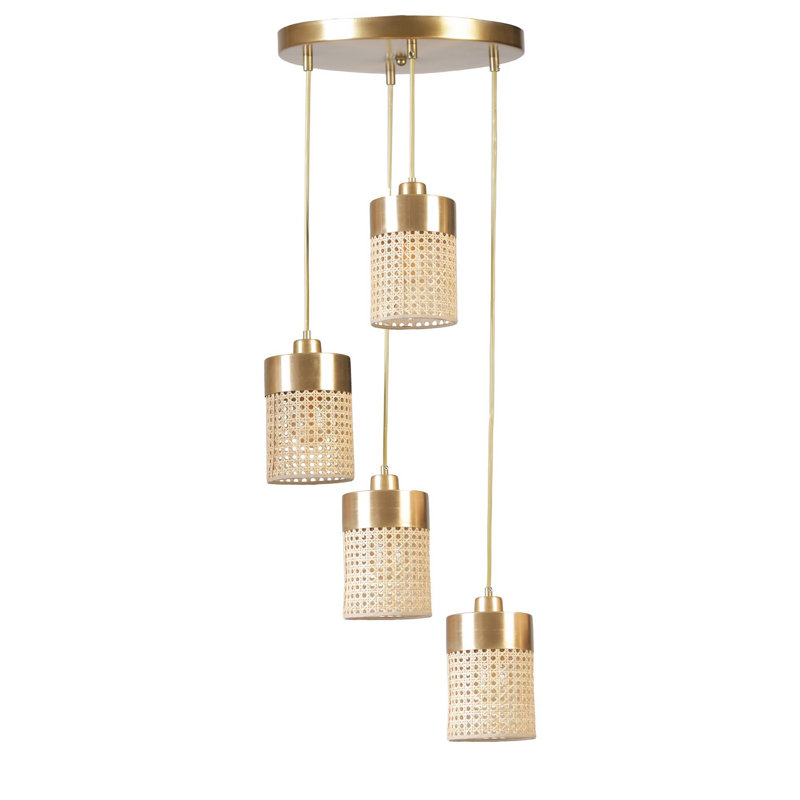 Chandle Chandelier, Gold/Rattan