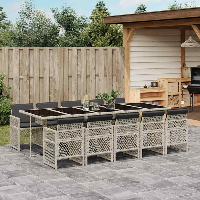 Patio Dining Set Table,, Black, 73cm H x 275cm W x 106cm D, Light Grey