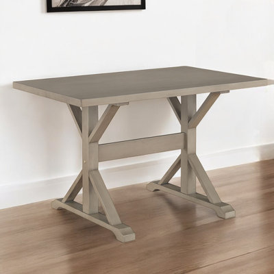 48" Gray Solid Wood Trestle Writing Desk