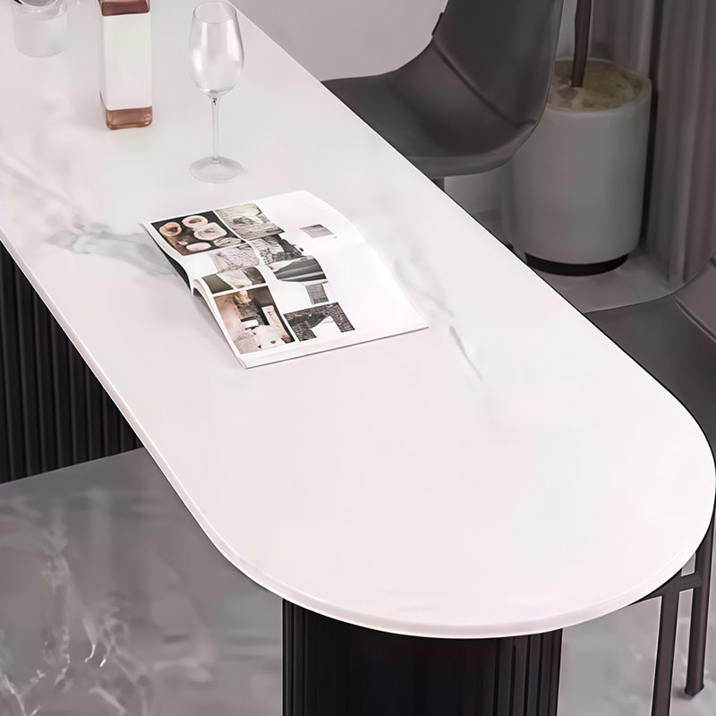 Table de bar Light Luxury, H 35,4 po x L 55,1 po x l 15,7 po, Noir, Blanc