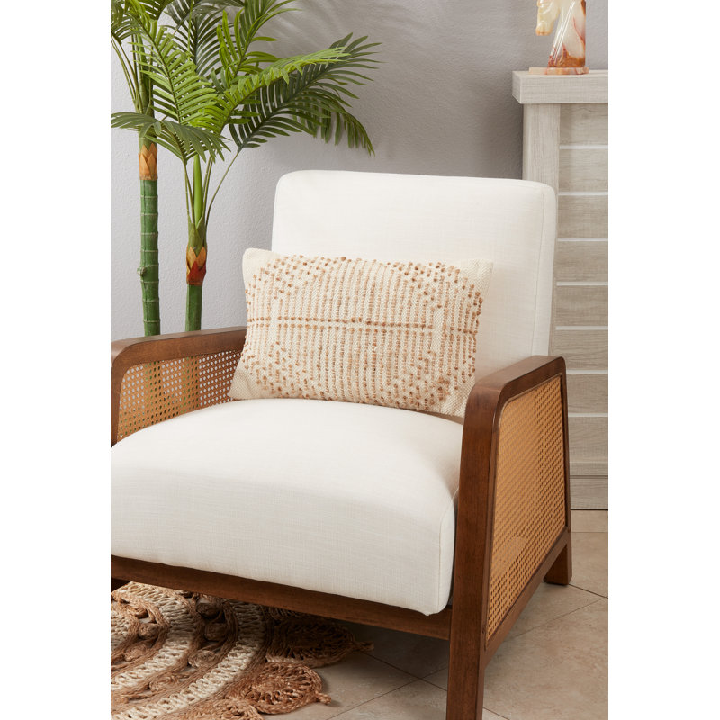 Mckinley Collection Geometric Cotton Blend Throw Pillow, Natural, Down Blend