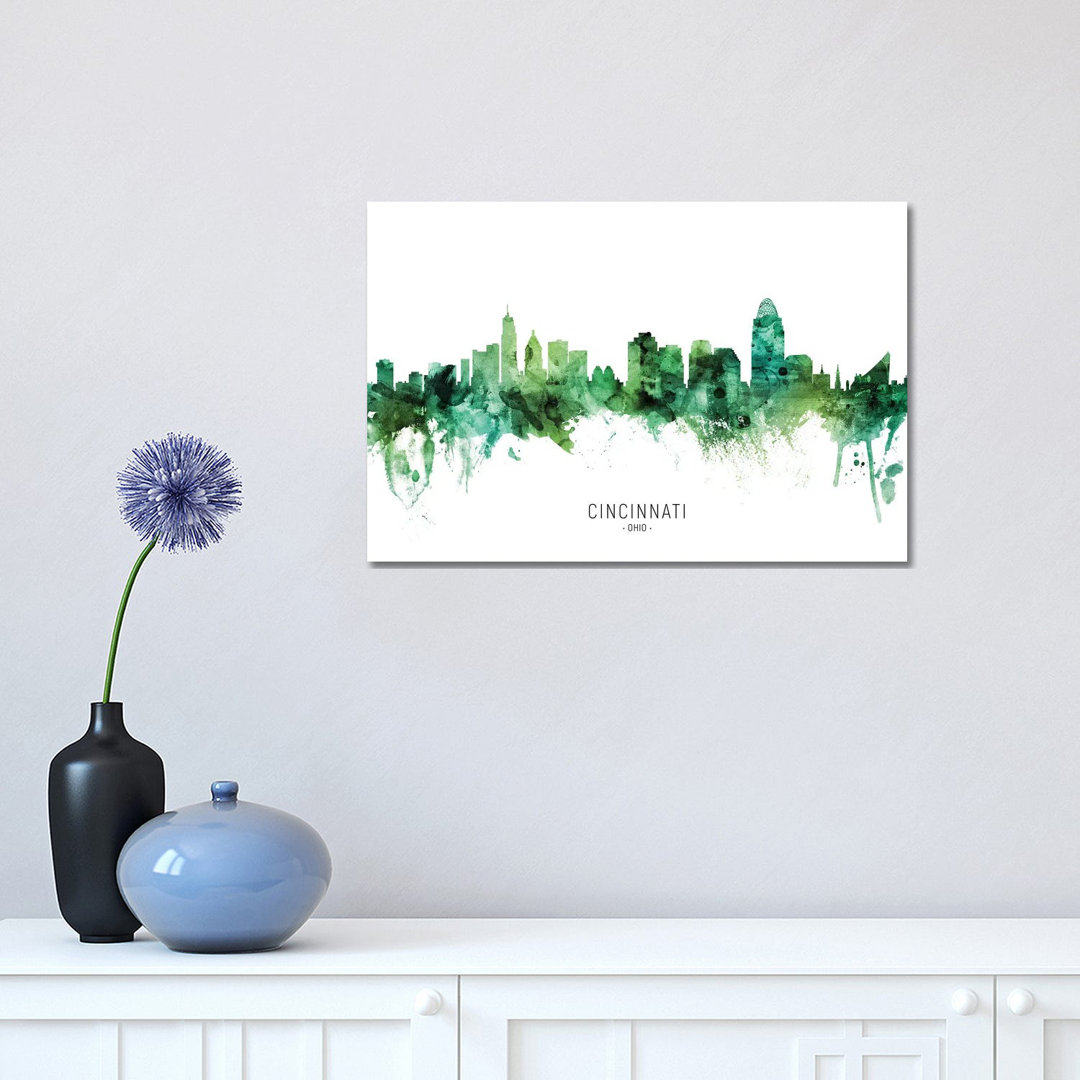 Cincinnati Ohio Skyline Green - Print