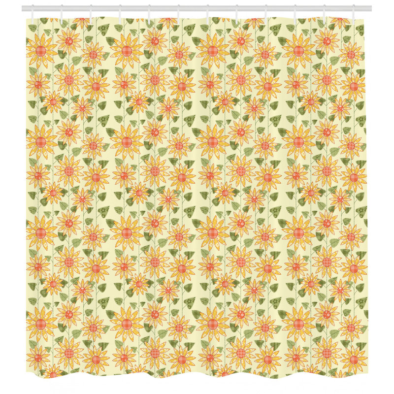 Floral Shower Curtain with Hooks Included, 70" H x 69" W