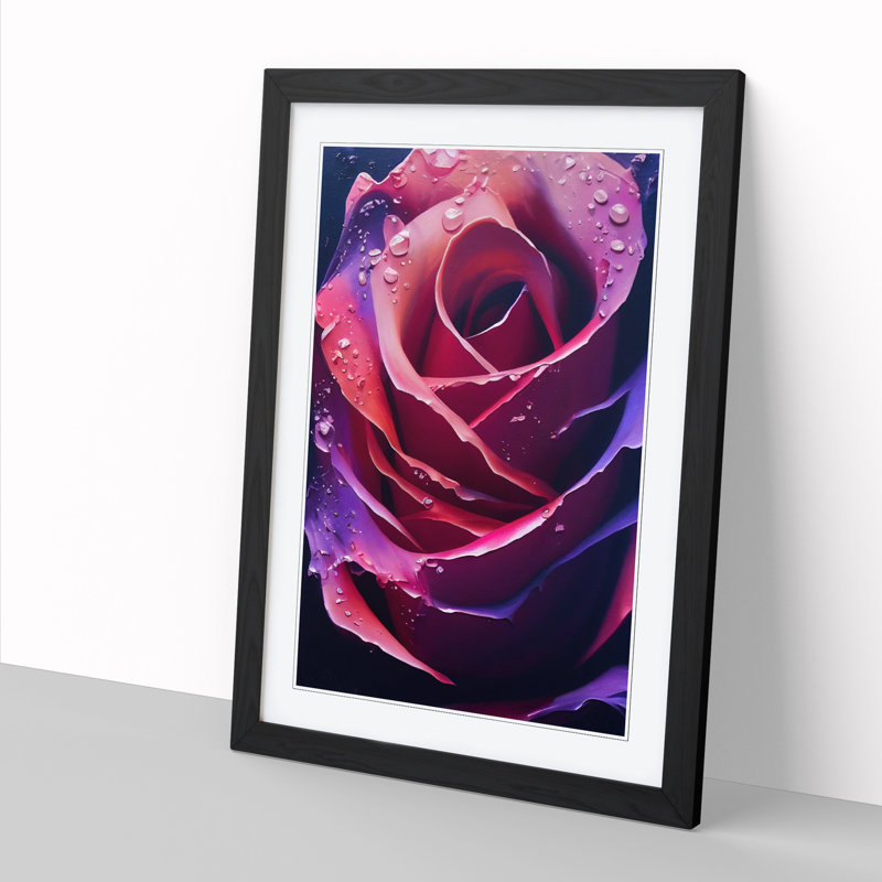 Rose Flower Vol.1 - Single Picture Frame Print, 64cm H x 46cm W x 2cm D, Black