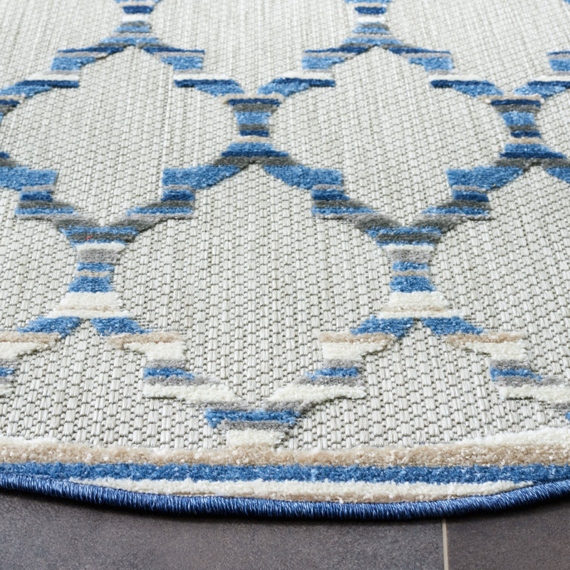 Tapis d'intérieur / extérieur à motif géométrique Dellena Performance, Carré 6 pi 7 po
