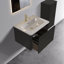 Meuble-lavabo flottant rayé 24 po en chêne noir brossé avec lavabo en céramique blanche, lavabo une pièce sans drain, salle de bain moderne-1070234066