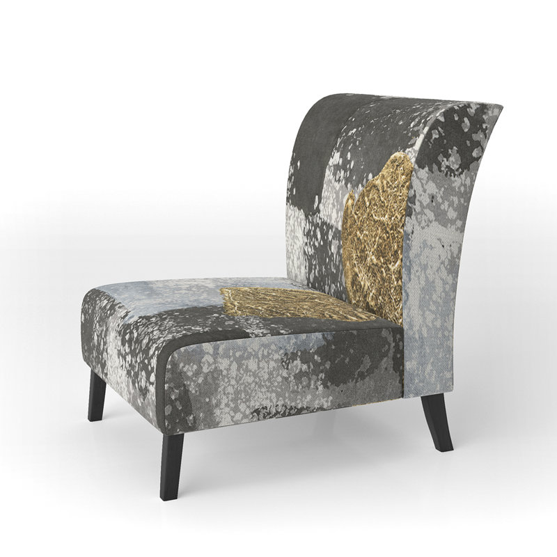 Gold Glamour Squares I - Modern Velvet Upholstered Slipper Chair