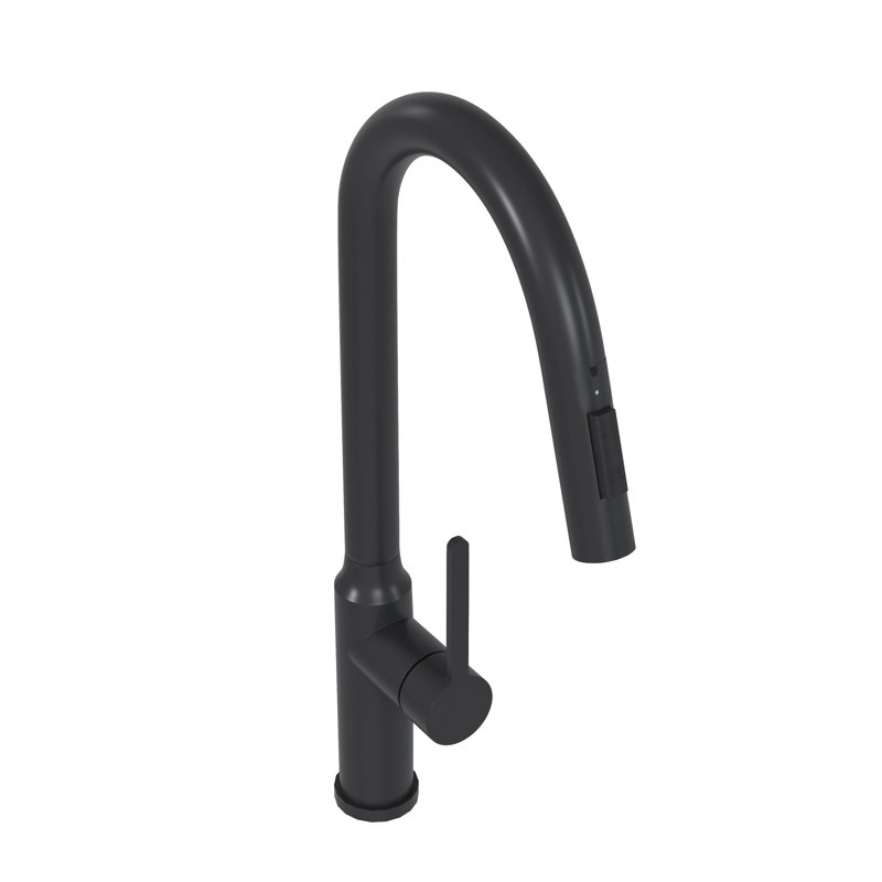 Matt Black Pull-Down Kitchen Faucet For Efficient Cleaning - 18.49 Modern Use, Matte Black