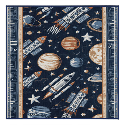 Machine Washable Space Grey Area Rug